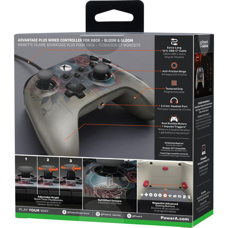 Powera Advantage plus przewodowy kontroler dla Xbox Series x|s - Bloom Gloom (srebrny, Xbox Series x|s, Xbox One, PC)