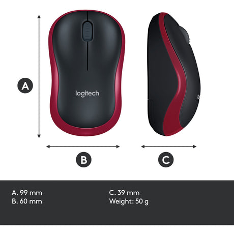 Mysz bezprzewodowa Logitech m185 (czerwona, sprzedaż detaliczna)
