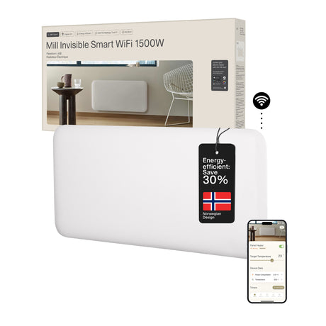 Grzejnik panelowy WiFi ze stali młynowej pa1500wifi4a, konwektor 1500 W (biały, WiFi 2,4 GHz (WiFi 6), Bluetooth 5.2, ZigBee 3.0 + aplikacja)