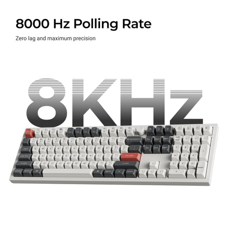 Keychron q6 ultra-m3 8k bezprzewodowa, niestandardowa klawiatura mechaniczna (czarna, układ amerykański (qwerty), jedwabny pom brązowy, 100%, rgb, hot swap, 8k, 2,4 ghz bluetooth 5.2 usb-c)