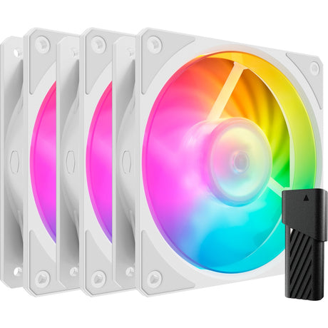 Cooler master mobius 120p argb 120x120x25 wentylatory obudowy (białe, 3 sztuki, 120 x 120 x 25 mm, pwm)