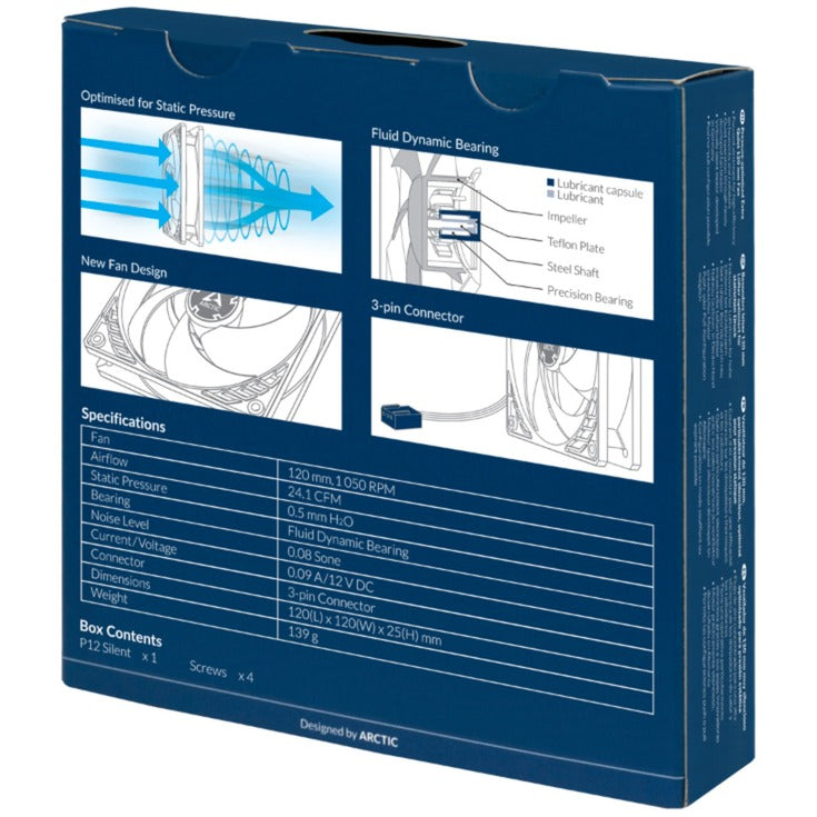 Wentylator Arctic P12 Silent Case (czarny, 120 x 120 x 25 mm)