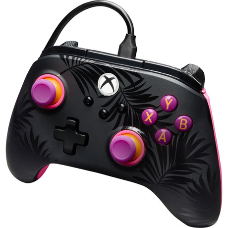 Powera Advantage plus przewodowy kontroler dla Xbox Series x|s - palmy w świetle księżyca (różowy, Xbox Series x|s, Xbox One, PC)
