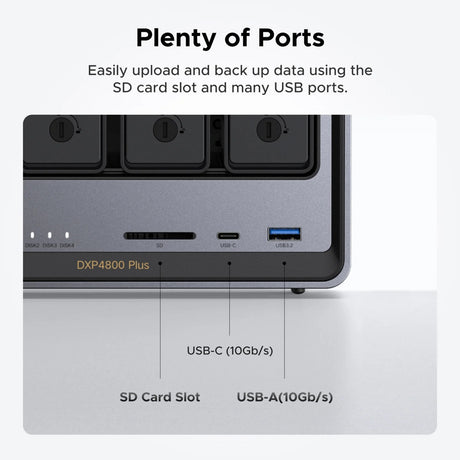 Ugreen nasync dxp4800 plus (szary, 2,5 GB-LAN, 10 GB-LAN, HDMI, 4x USB-A, USB-C)