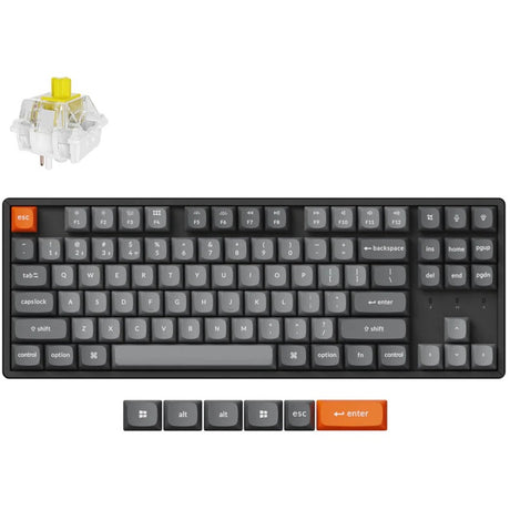Klawiatura mechaniczna Keychron k8 max-j4 rgb (czarna, układ amerykański (qwerty), super banan, 80% (tkl), diody rgb, osa double-shot pbt, hot swap, usb-c | 2,4 ghz | bluetooth 5.1)