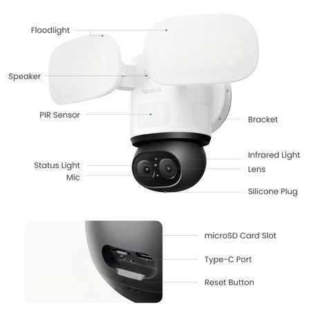 Kamera bezpieczeństwa Reolink f850w trackflex reflektor Wi-Fi (biała, 4k, Wi-Fi)