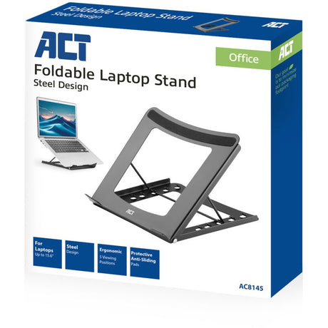 Stojak na laptopa Act Connectivity, składany, z regulacją wysokości w 5 pozycjach (czarny)