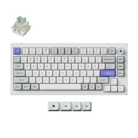 Keychron q1 he 8k klawiatura z przełącznikiem magnetycznym (biała, układ amerykański (qwerty), ultraszybka limonka, 75%, rgb, hot swap, 8k)