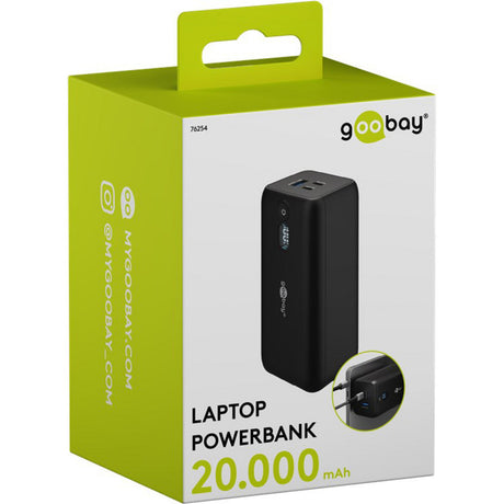 Power bank do laptopa Goobay (czarny, 20 000 mAh, zasilanie)