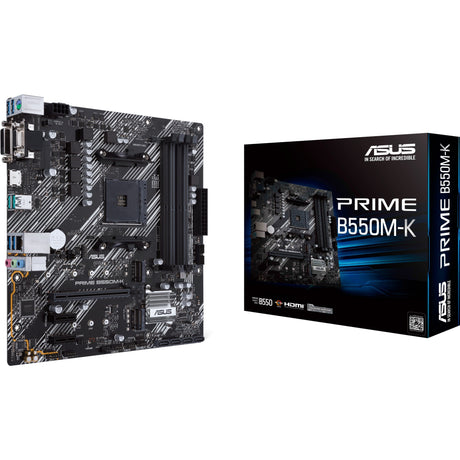 Płyta główna Asus Prime B550M-K z gniazdem AM4 (czarno-biała, RAID, GB-LAN, dźwięk, µATX)
