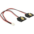 Delock 2-pinowy żeński kabel zasilający > 2 x 15-pinowy kabel rozdzielający SATA (czarny czerwony, 0,2 m)