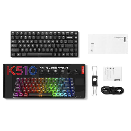 Lenovo legion k510 mini pro rgb mechanisch gaming toetsenbord (zwart, układ amerykański (qwerty), 75%, brązowy przełącznik, hot swap, usb)