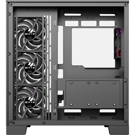 Obudowa Xyz PC Gear Tesseract A-RGB Midi Tower (czarna | 2x USB-A | 1x USB-C | RGB | Szkło hartowane)