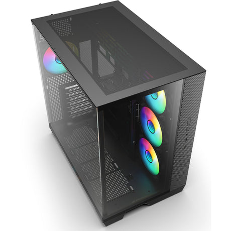 Obudowa midi tower ze stali Sharkoon Sharkoon (czarna | 2x USB-A | 1x USB-C | RGB | szkło hartowane)
