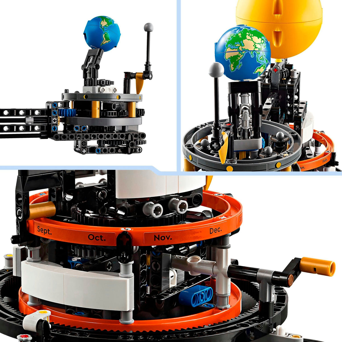 Lego technic - zabawka konstrukcyjna z ziemią i księżycem w ruchu