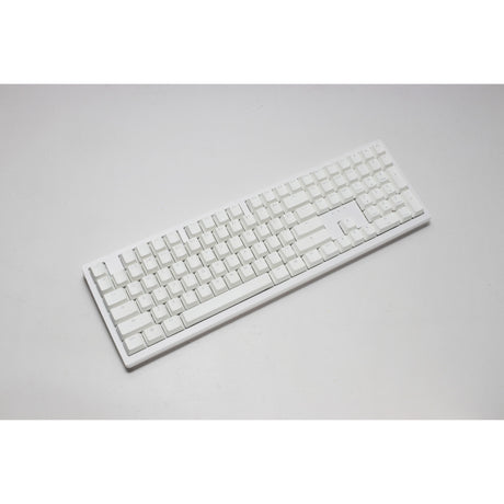 Ducky zero 6108 czysta biała mechaniczna klawiatura do gier rgb (biała, układ amerykański (qwerty), wiśnia mx2a czerwona, 100%, diody rgb, double-shot pbt, hot swap, 2,4 ghz | bluetooth | usb-c)