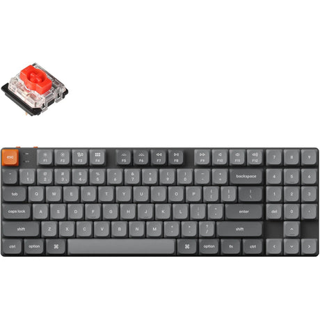 Klawiatura mechaniczna Keychron k13 max-h1 rgb (czarna, układ us (qwerty), gateron low profile 2.0 mechaniczna czerwona, 80% (tkl), diody rgb, niskoprofilowy podwójny pbt, hot swap, 2,4 ghz | bluetooth 5.1 | usb-c)