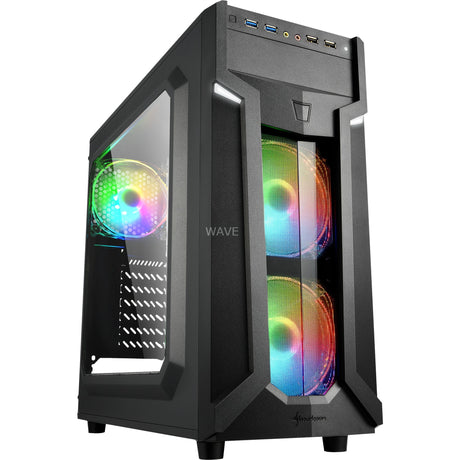 Obudowa midi tower Sharkoon vg6-w rgb (czarna | 4x usb-a | rgb | okno)