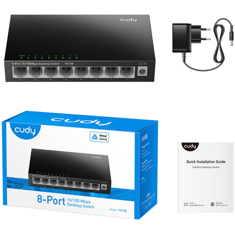 Switch Cudy 8-portowy 10 100 Mbps typu desktop (czarny)