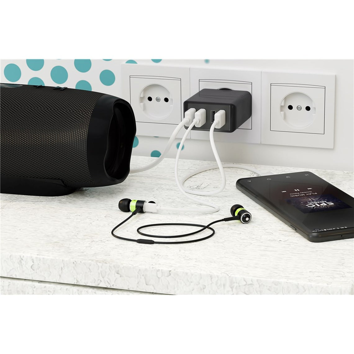 Goobay 4-kierunkowa ładowarka USB (30 W) (czarna)