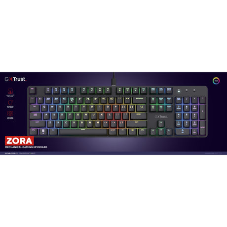 Mechaniczna klawiatura do gier Trust GXT 871 Zora (czarna, układ US (QWERTY), Huano Red, 100%, RGB)