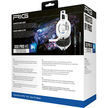 Nauszny zestaw słuchawkowy do gier Nacon rig 300 pro hs (biały, playstation 4, playstation 5, xbox, nintendo switch, pc)