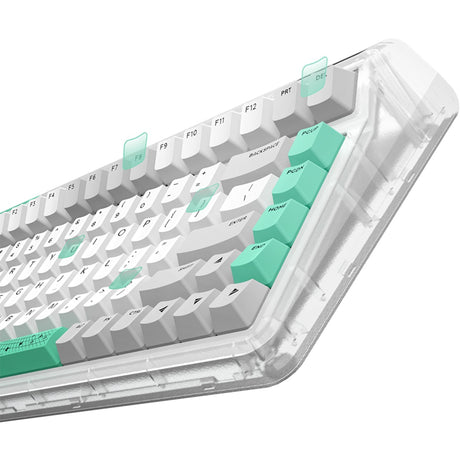 Bezprzewodowa klawiatura mechaniczna z tunelem czasoprzestrzennym Iqunix OG80 (szara, układ US (QWERTY), Cherry MX Brown, 80% (TKL), diody LED RGB, możliwość wymiany podczas pracy, PBT, 2,4 GHz | Bluetooth 5.1 | USB-C)