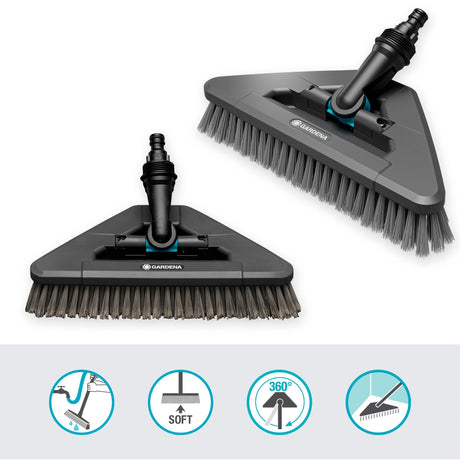 Gardena cleansystem rączka szczotka miękka flex szczotka do mycia (szara, 18812-20)
