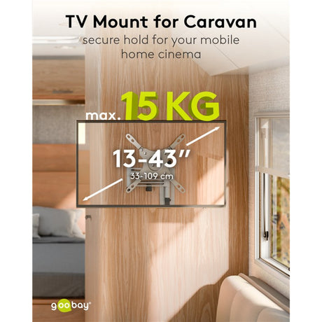 Uchwyt ścienny do telewizora Goobay Fullmotion (m), montaż ścienny od 13 do 43 cali (srebrny)
