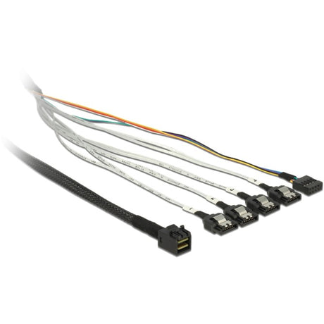 Delock Kabel mini SAS HD SFF-8643 > 4 x SATA 7 pin, kabel 0,5 m (83315, + taśma boczna)