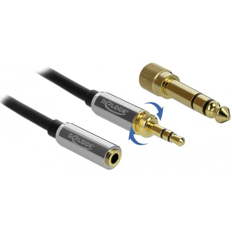 Delock kabel przedłużający z wtykiem stereo jack 3,5 mm 3-pin, męski > żeński (czarny, 1 metr)