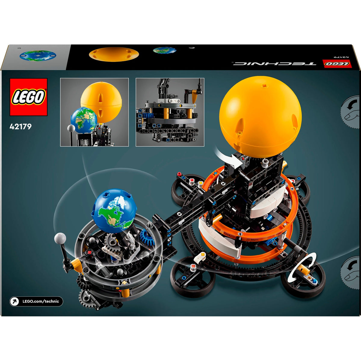 Lego technic - zabawka konstrukcyjna z ziemią i księżycem w ruchu
