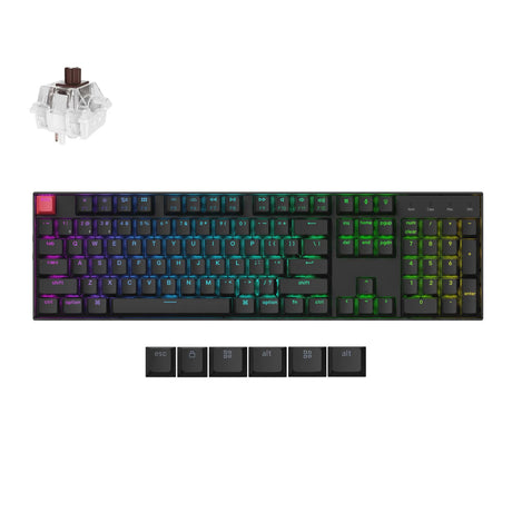 Klawiatura mechaniczna Keychron k10x-b3 rgb (czarna, układ amerykański (qwerty), super brązowy, 100%, rgb, nasadki na klawisze pbt cherry double-shot, bluetooth usb-c)