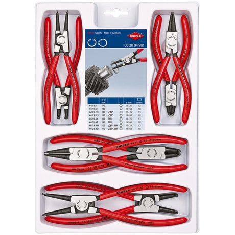 Zestaw szczypiec do pierścieni zabezpieczających Knipex 00 20 04 v01 (czerwony czarny, 8 szt.)