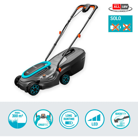 Kosiarka Gardena powermax 32 18v p4a solo akumulator bez akumulatora, bez ładowarki 18 v szerokość cięcia max. 320 mm