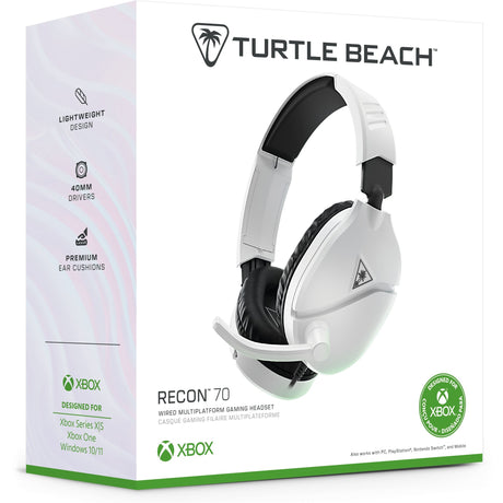 Zestaw słuchawkowy do gier nausznych Turtle Beach Ear Force Recon 70x White (2024) (biały, xbox series x|s, xbox one, ps4, ps5, switch, pc, mobile)