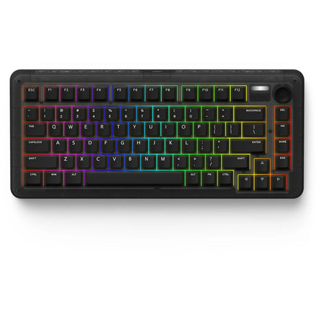 Bezprzewodowa klawiatura mechaniczna Iqunix Zx75 Dark Side (czarna, układ US (Qwerty), wiśniowy mx brązowy, 75%, diody RGB, możliwość wymiany podczas pracy, podwójny strzał pbt, 2,4 GHz | bluetooth 5.1 | USB-C)