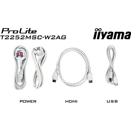 Iiyama prolite t2252msc-w2ag 21,5 monitor dotykowy (biały (matowy), 100 Hz, HDMI, Display Port, USB 3.2 gen 1, audio, ekran dotykowy)