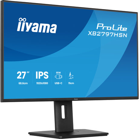 Monitor Iiyama prolite xb2797hsn-b1 27 (czarny, 100 Hz, HDMI, DisplayPort, USB-C, LAN, audio)