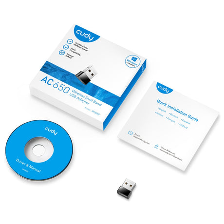 Cudy ac650 bezprzewodowy dwuzakresowy adapter mini USB WLAN (czarny)