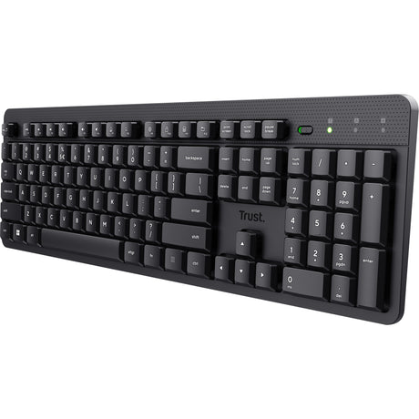 Klawiatura bezprzewodowa Trust Ody II (czarna, układ UE (QWERTY), membranowa, cicha)