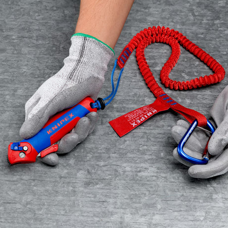 Nóż do kabli Knipex ze stopką przesuwną (czerwony niebieski)