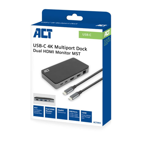 Stacja dokująca Act Connectivity USB-C 4K MST (czarno-szara)
