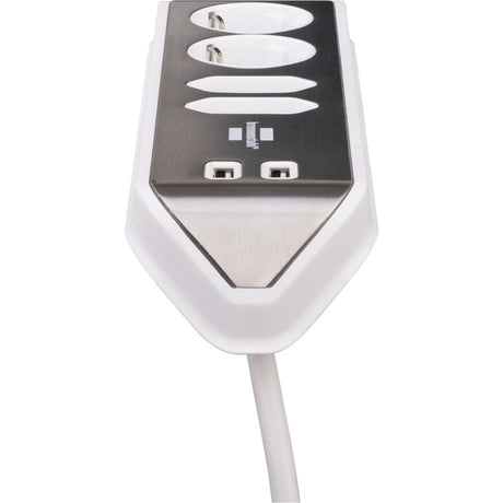 Brennerstuhl ®estilo narożna listwa przyłączeniowa z funkcją ładowania USB 4-kierunkowa 2x gniazda ochronne 2x euro srebrno-białe