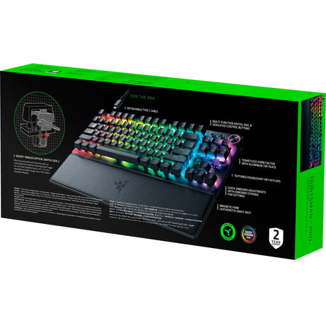 Mechaniczna klawiatura do gier Razer Huntsman V3 Pro TKL RGB (czarna, układ US (QWERTY), analogowa optyczna gen 2, 80% (TKL), double-shot PBT)