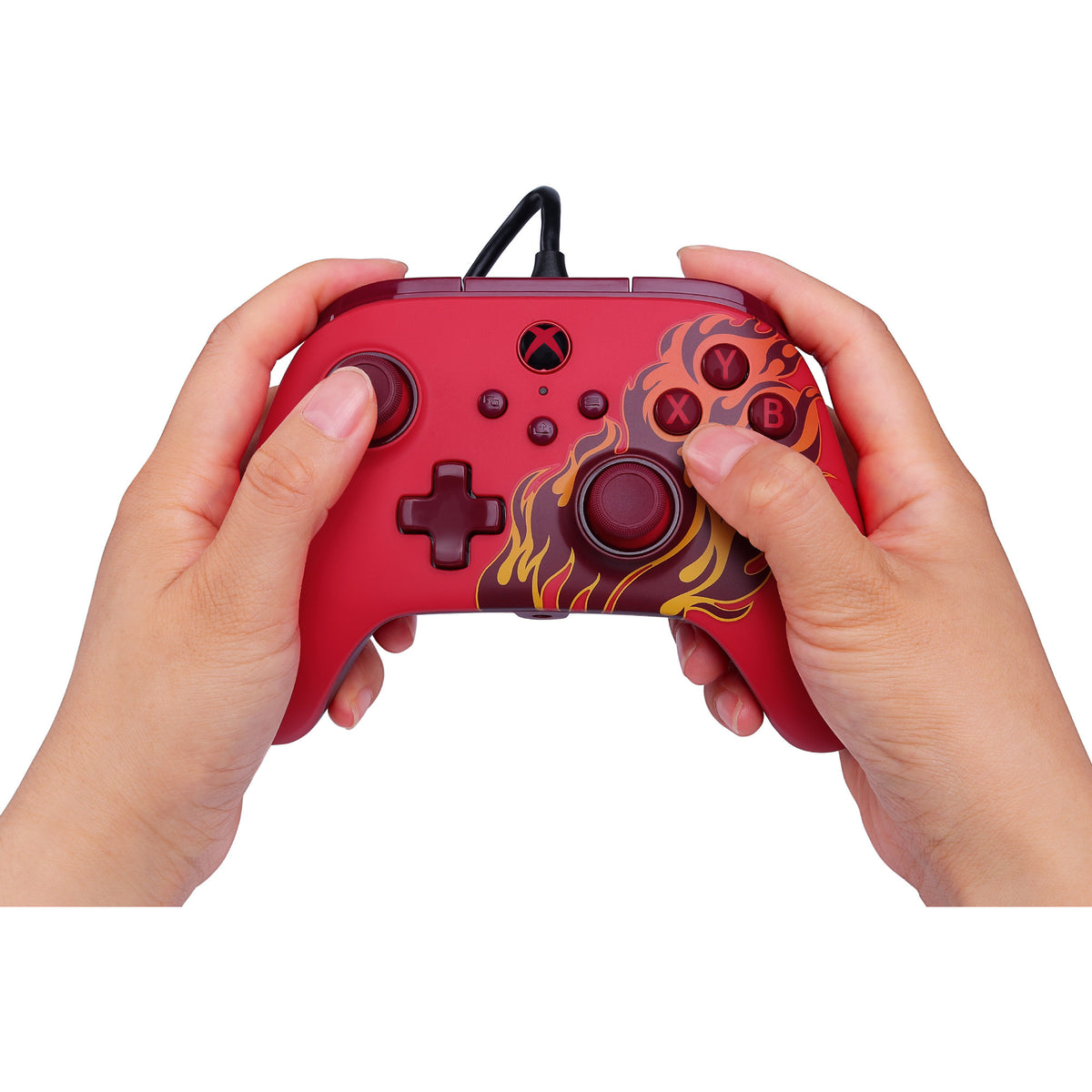 Kontroler Powera Advantage z kablem do serii Xbox x|s - red fire (czerwony, xbox series x|s, xbox one, PC)