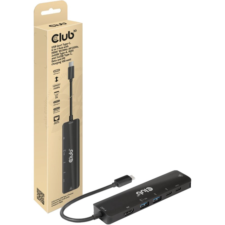 Stacja dokująca Hub 6 w 1 Club 3D USB Gen1 Type-C (czarna)