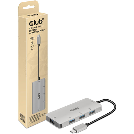 Club 3D USB-C Gen2 > 4x koncentrator USB-A 10 Gb/s (aluminium)