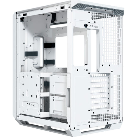 Obudowa midi tower Apnx v1-w-wt-v1 (biały kolor drewna | 2x USB-A | 1x USB-C | okienko)