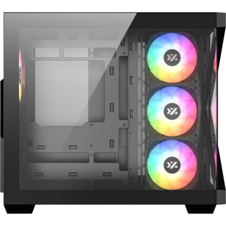 Obudowa Xyz PC Gear Qubex Midi Tower (czarna | 2x USB-A | 1x USB-C | Szkło hartowane)